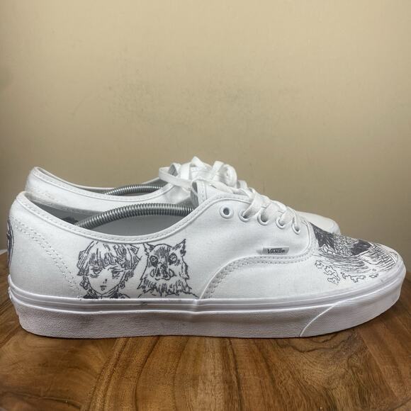Vans Demon Slayer Mens White Custom Etched Demon Slayer Anime Size 14 Shoes - Picture 1 of 9